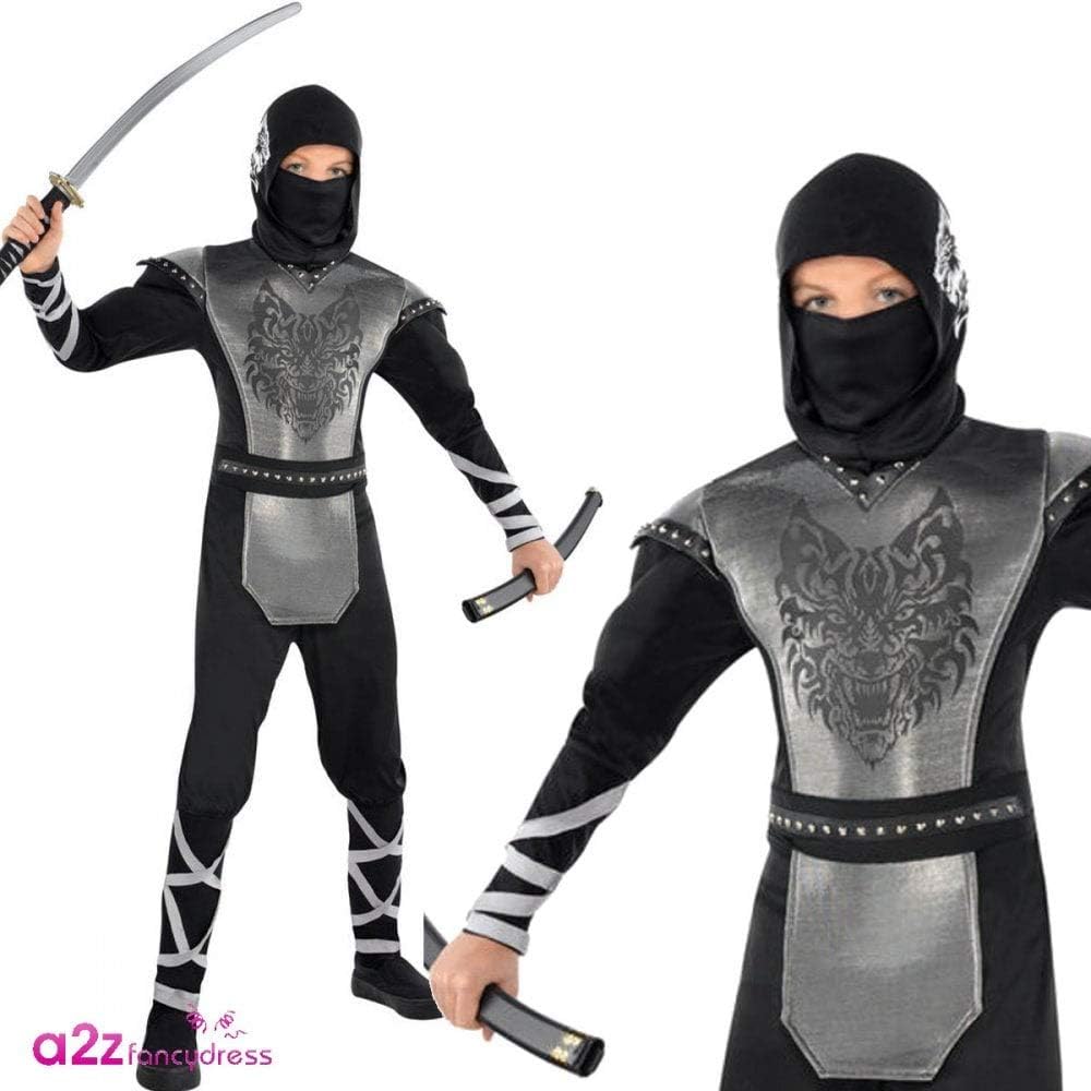 (PKT) (EB-999471) Child Boys Howling Wolf Ninja Costume (8-10yr)