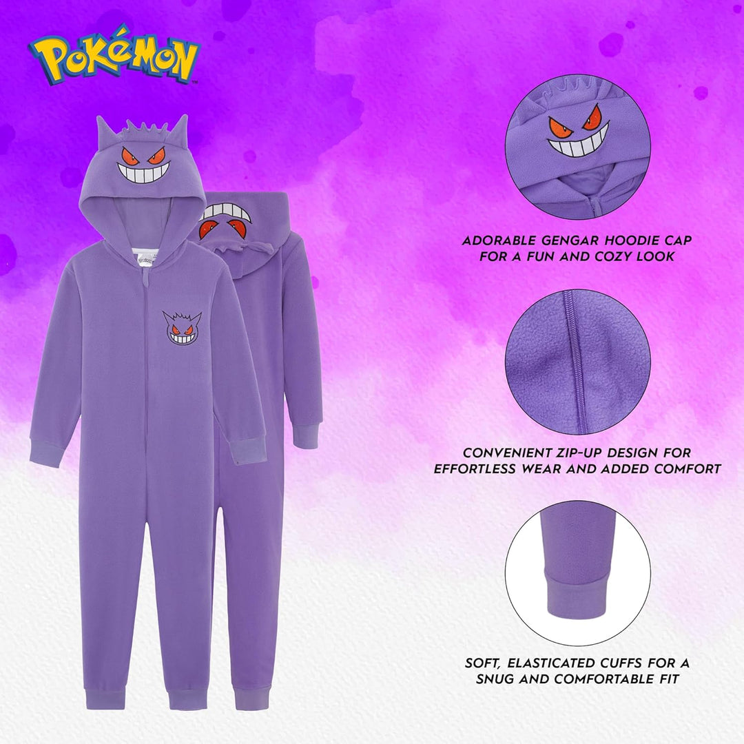 Pokemon-Einteiler mit Kapuze für Jungen oder Mädchen, Evoli, Gengar, Glumanda, Pikachu, Relaxo, Schi
