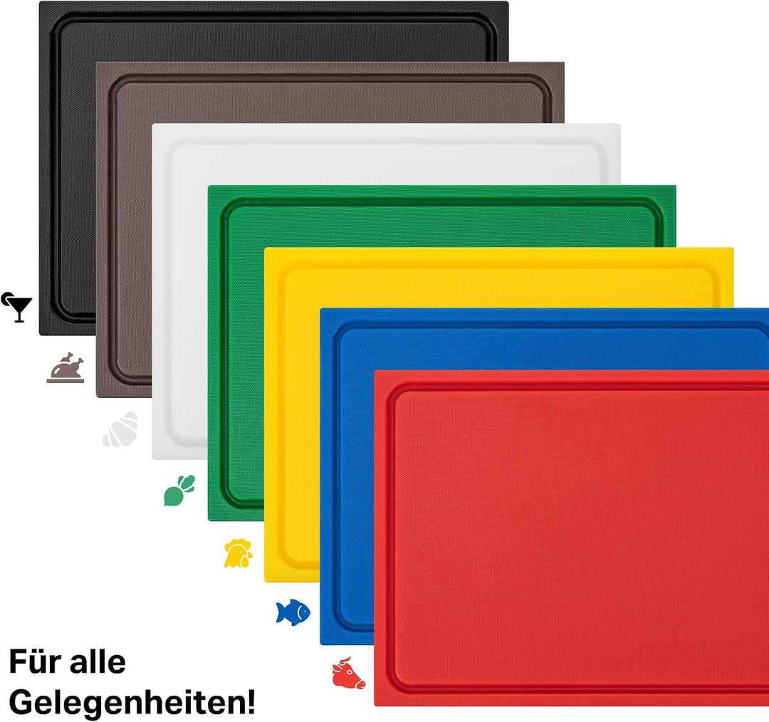stabiles Schneidebrett Kunststoff | Schwarz, 60x40x2 cm | Spülmaschinenfest, EXTRA dick, messerschon