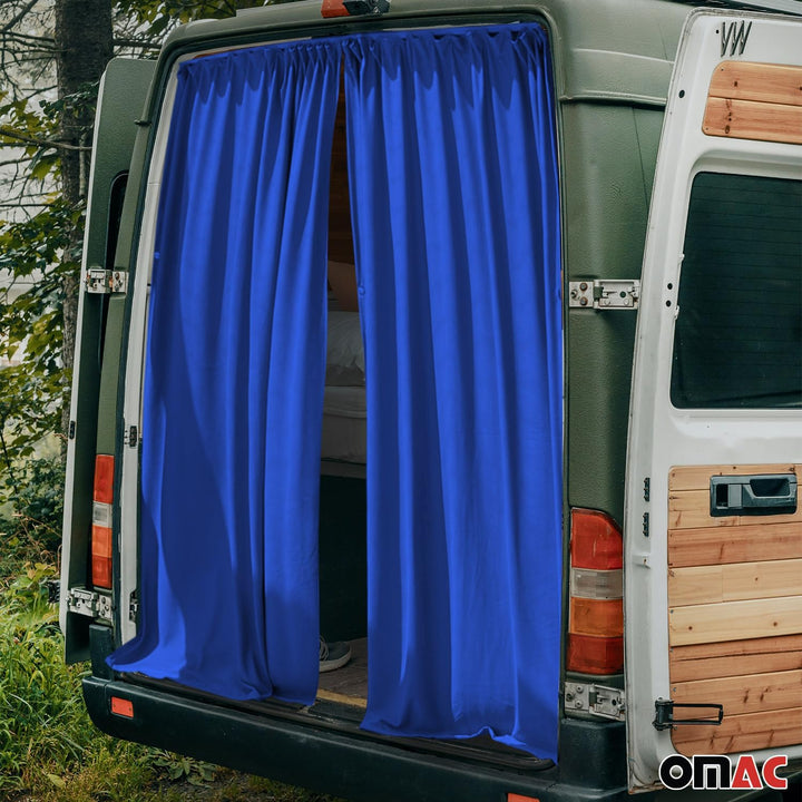 OMAC Heckklappe Gardinen Sonnenschutz Vorhänge kompatibel mit VW Multivan T7 L1 L2 Blau 2tlg, Blau /