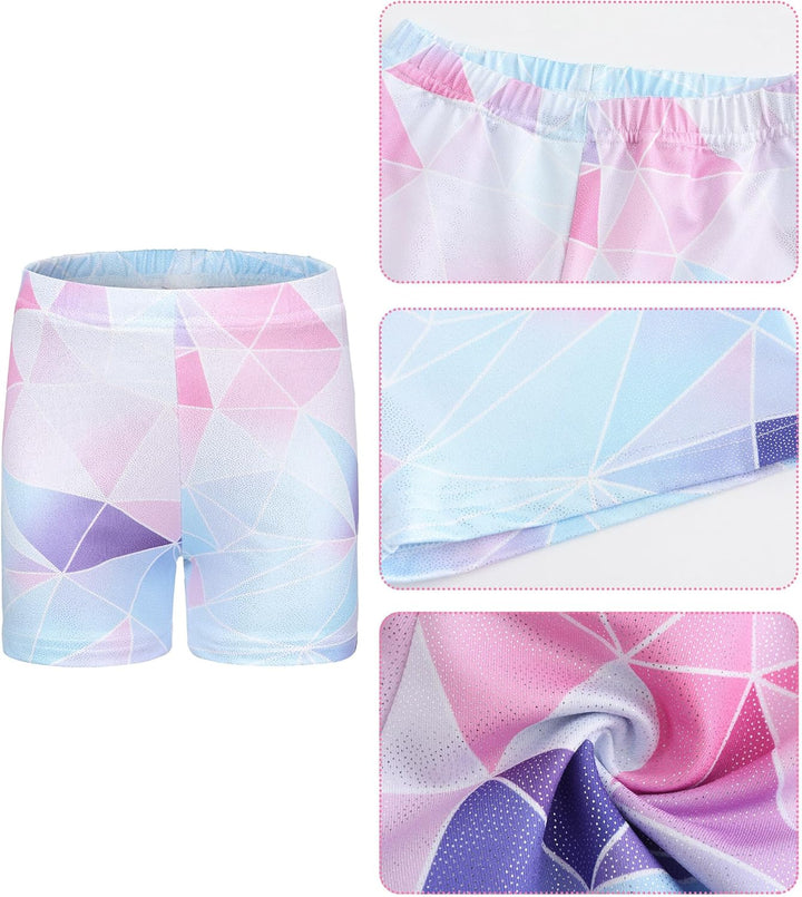 SEAUR Mädchen Turnanzug Turnshorts Haarband Set Kinder Turnen Trikot Shorts Gymnastik Ärmellos/Langa