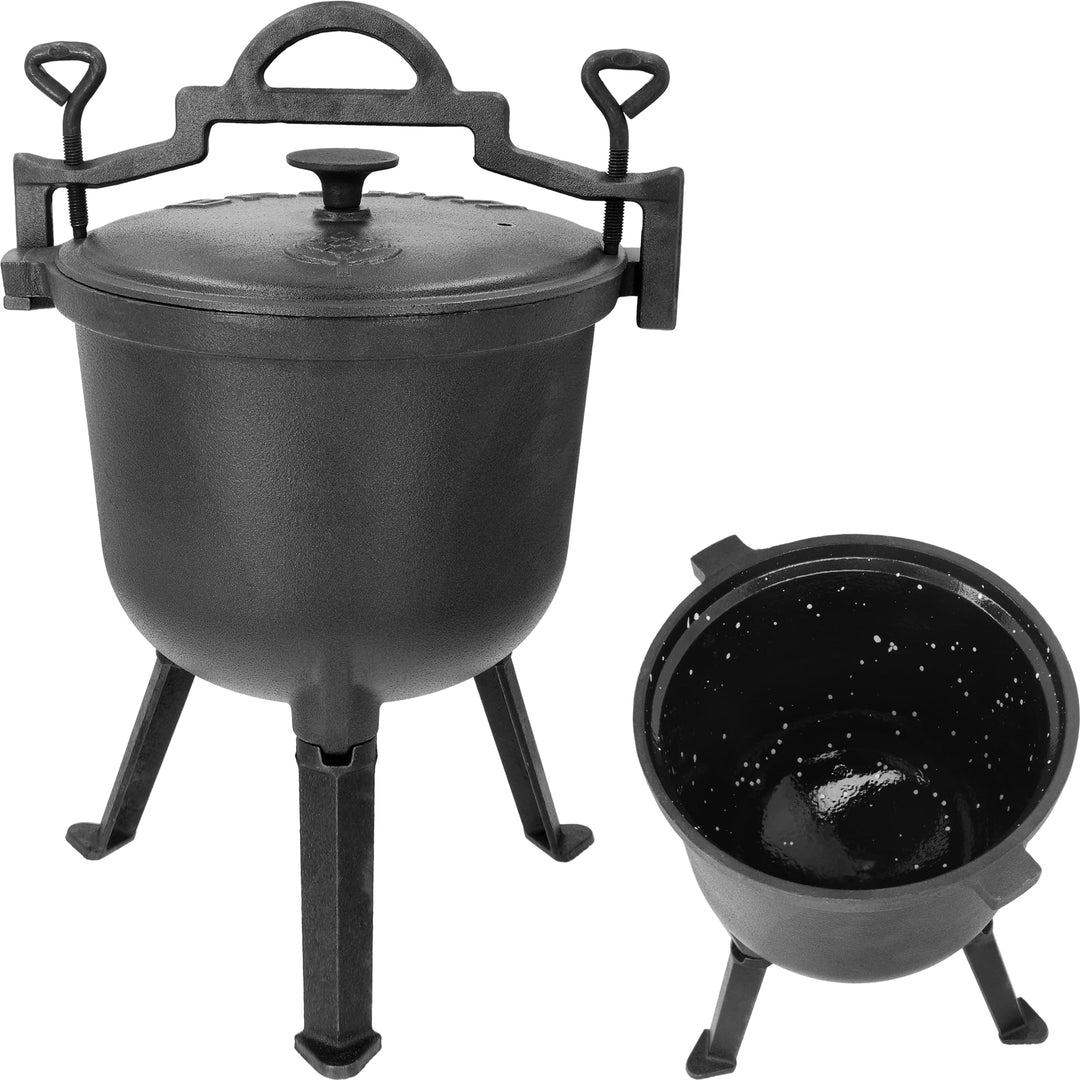 BROWIN® Gusseiserner Jagdkessel 330516 | 8 Liter | 40 cm Höhe | mit Griffen 32 cm Breite | Emaillier