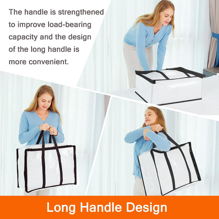 Vieshful 3 Stück Transparente Plastik Aufbewahrungstasche, 40+60+90L Organizer Aufbewahrungsbox Klei