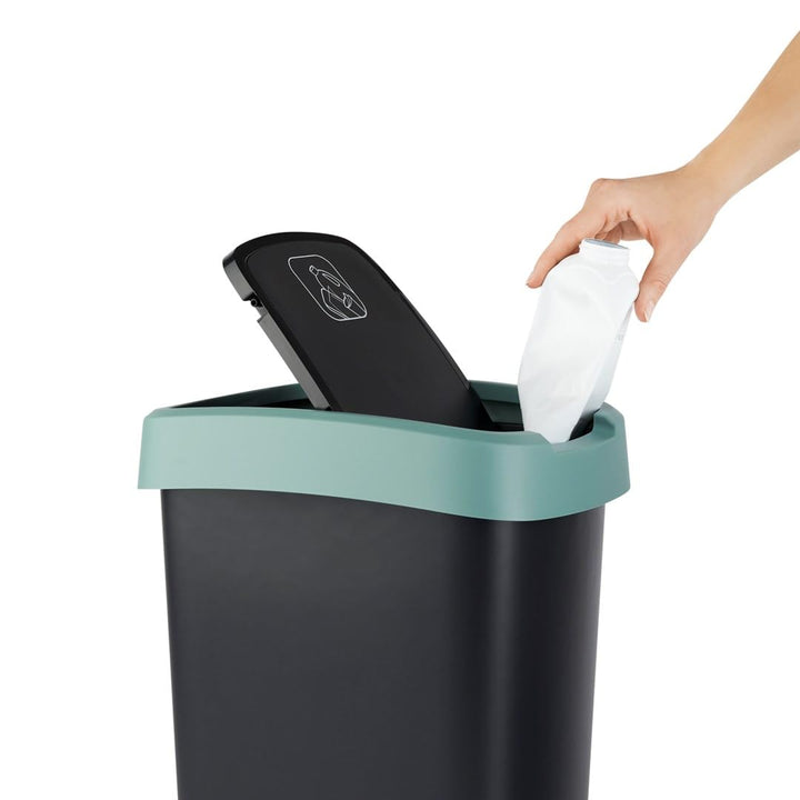 Rotho Twist Mülleimer Mülleimer mit Deckel zur Mülltrennung, Abfall-Recycling, BPA-frei (25L, Schwar