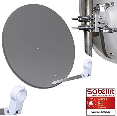 HD Sat Anlage 80cm Spiegel + Opticum Quad LNB für 4 Teilnehmer + 40cm Wandhalter (3 Farben wählbar)