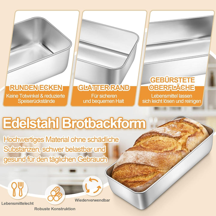 HaWare Edelstahl Gross Brotbackform (2) 2 Stück, 2 Stück