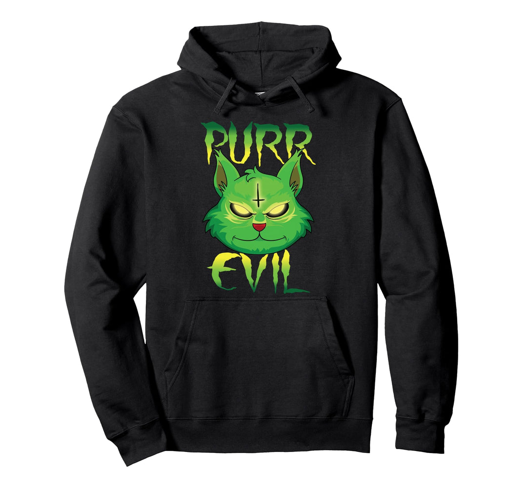 Satanische Katze Kätzchen Purr Evil 666 Pentagramm Halloween Pullover Hoodie