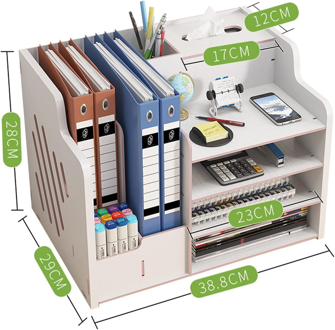 Schreibtisch Organizer Holz, Aufbewahrungsbox Schreibtisch, Vier kostenlose Lineale, Ordnungssystem
