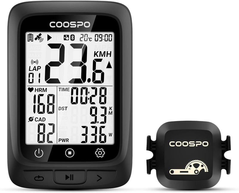 COOPSO BC107 Fahrradcomputer GPS Kabellos Drahtloser Fahrradtacho Kilometerzähler, Bluetooth5.0 ANT+