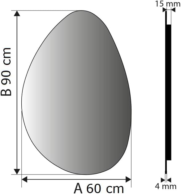 BD ART LED-Badezimmerspiegel 60x90 cm, Organische Form mit Beleuchtung, IP44, Wandspiegel für Feucht