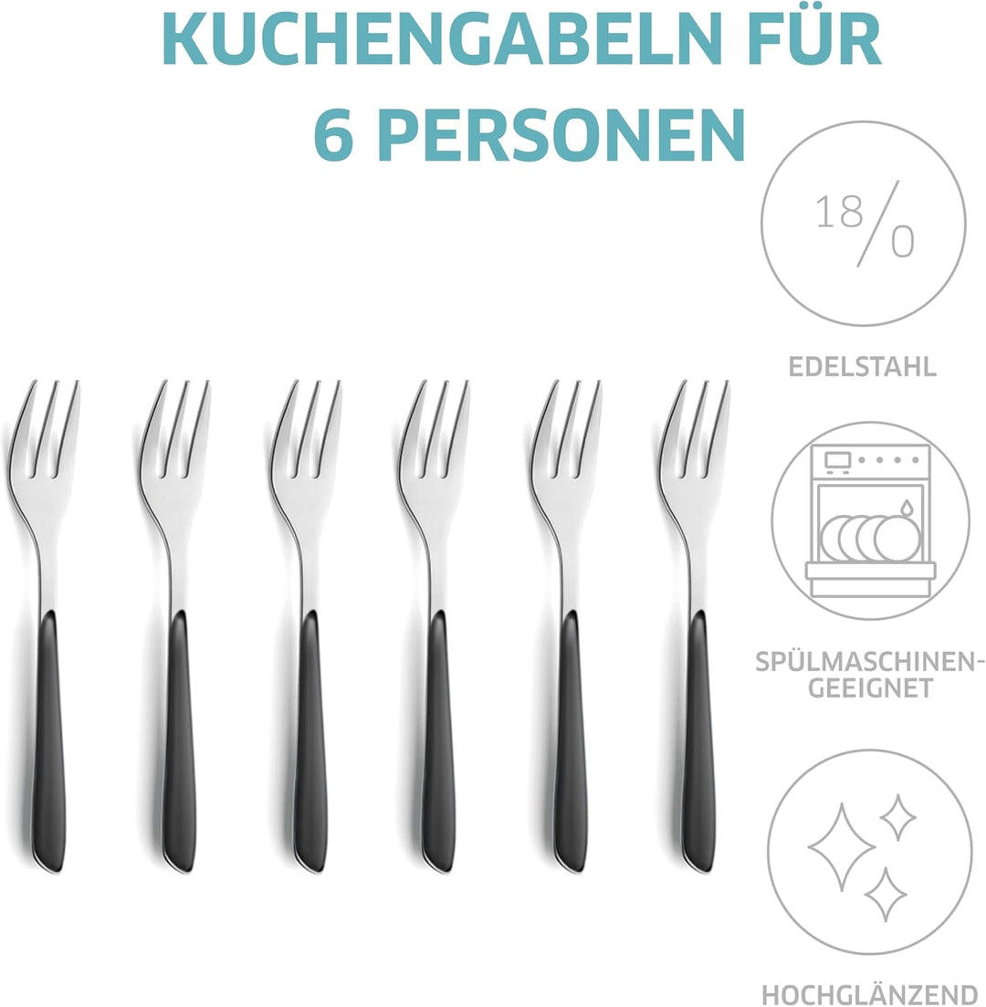 Kuppels Prisma Kuchengabel-Besteck Set aus 18/0 Edelstahl, 6-teilig, für 6 Personen, hochwertige Kun