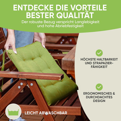 Gräfenstayn® 8er-Set Sitzkissen 40x40x3cm mit Haltebändern für Indoor und Outdoor mit Öko-Tex Siegel