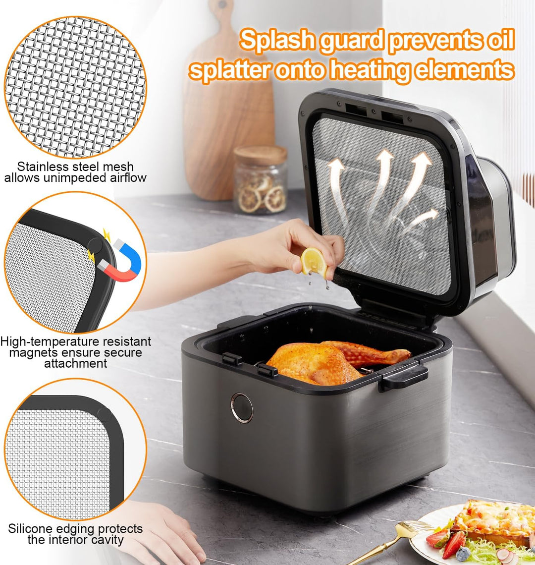 2 Stück Spritzschutz für Co so-ri Turbo Tower 10,8L Passend für Co-so ri Airfryer (5,5 L-6.2L) und f