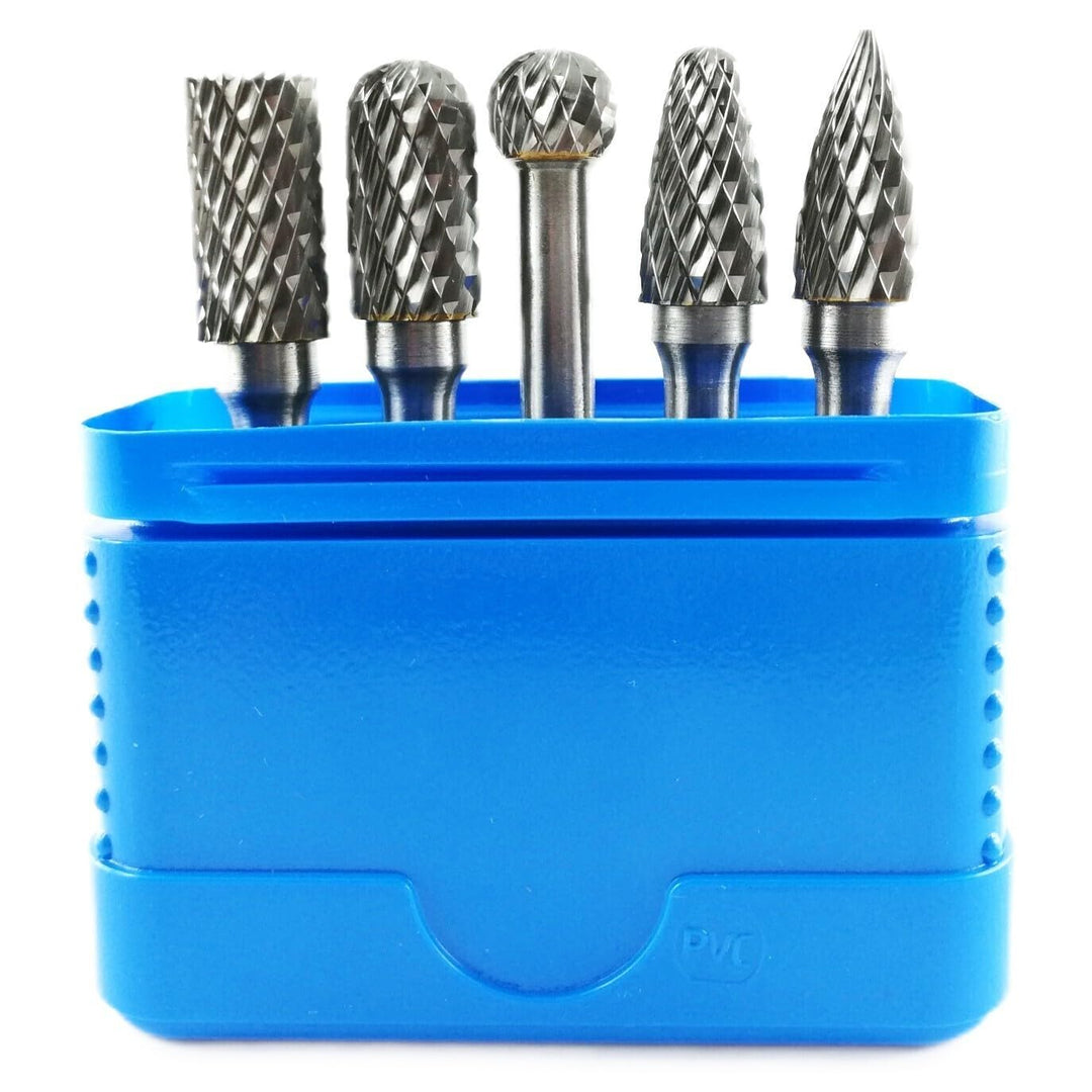 WRS Hartmetall-Frässtifte Satz mit Universal-Kreuzverzahnung, Industriequalität, 5-tlg., in ROSE-Kun