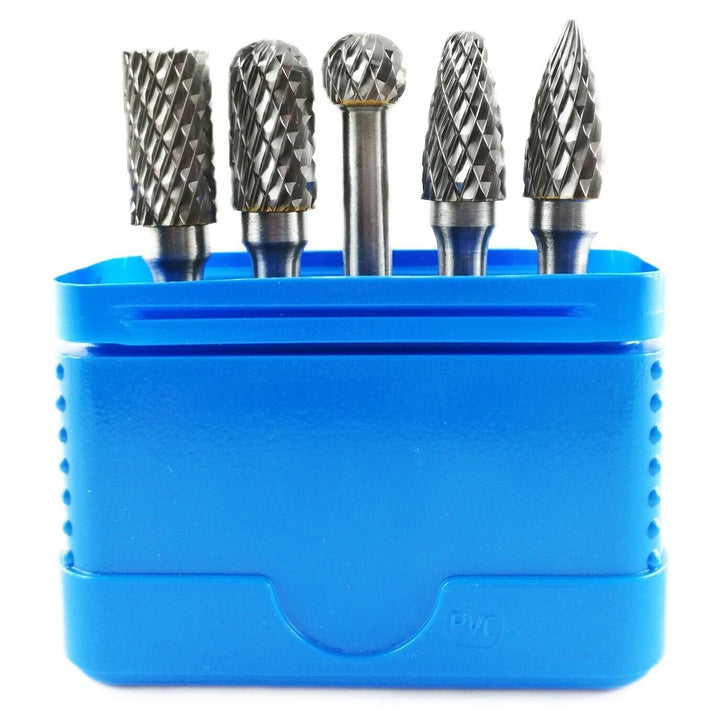 WRS Hartmetall-Frässtifte Satz mit Universal-Kreuzverzahnung, Industriequalität, 5-tlg., in ROSE-Kun
