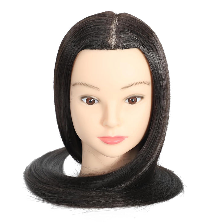 61 cm – 66 cm Übungskopf mit 30 % Echthaar, Mannequinkopf, Haarstyling, Kosmetologie, Puppenkopf, mi