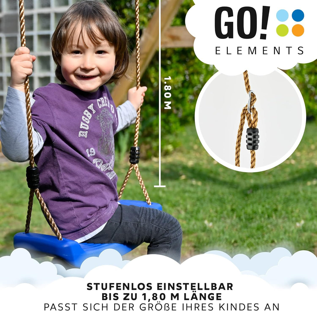 GO!elements Schaukel Garten - Kinderschaukel Outdoor Indoor - Schaukelsitz Schaukelbrett Brettschauk