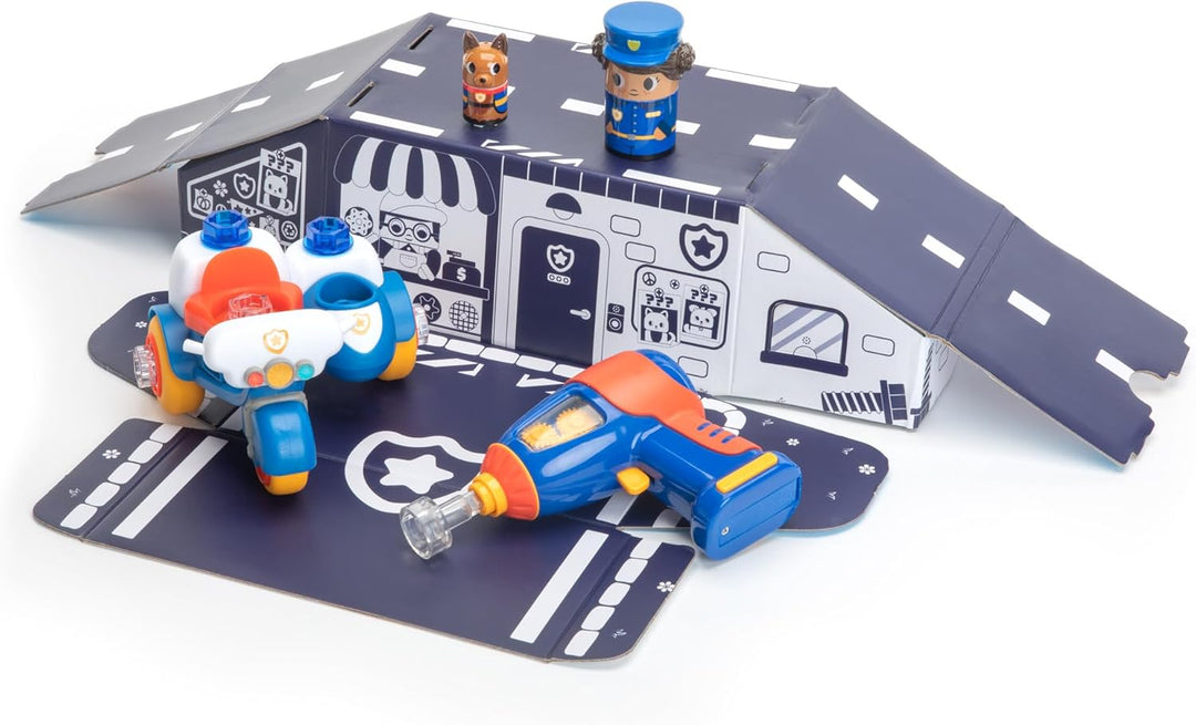 Learning Resources Design & Drill Schrauberkumpel Polizeimotorrad, Konstruktionsspielzeug für die Fe