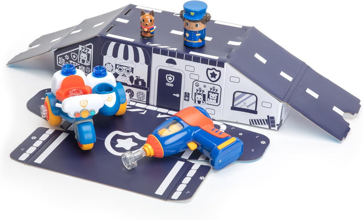 Learning Resources Design & Drill Schrauberkumpel Polizeimotorrad, Konstruktionsspielzeug für die Fe