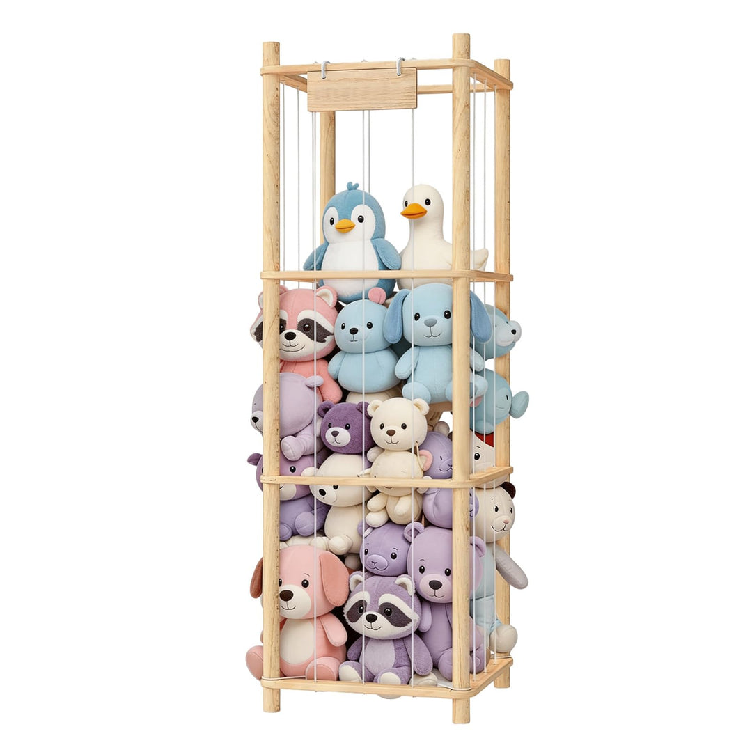 Holz Stofftier Aufbewahrung, Kuscheltier Aufbewahrung, Raumsparende Plüschtier Spielzeug Organizer f