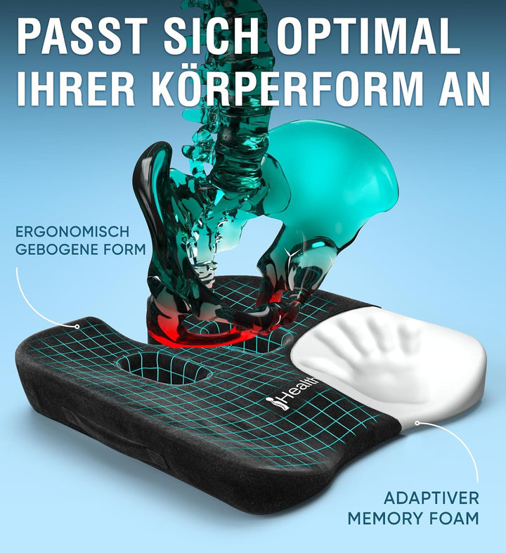 Healthfix® Auto Sitzkissen | Verbessert Sitzhaltung und lindert Sitzschmerz | Orthopädisches Sitzkis