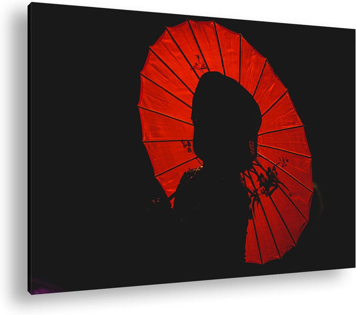 deyoli asiatischer Sonnenschirm Format: 80x60 als Leinwandbild, Motiv fertig gerahmt auf Echtholzrah