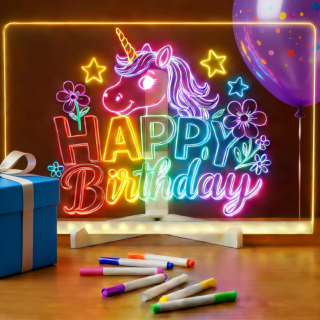 LED Zeichenbrett, 30x20cm LED Notiztafel mit 7 Farben Stift, Leuchtendes Zeichenbrett für Kinder, Ac