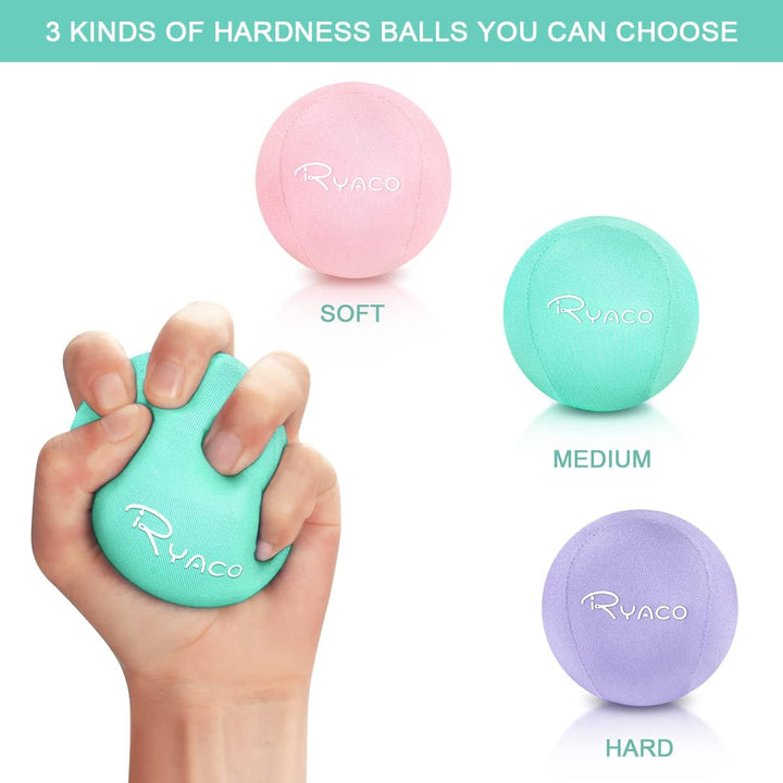 RYACO Handtherapie-Übungs-Stressball-Bundle – 3er-Set – Stressball mit dynamischem Widerstand und Gr