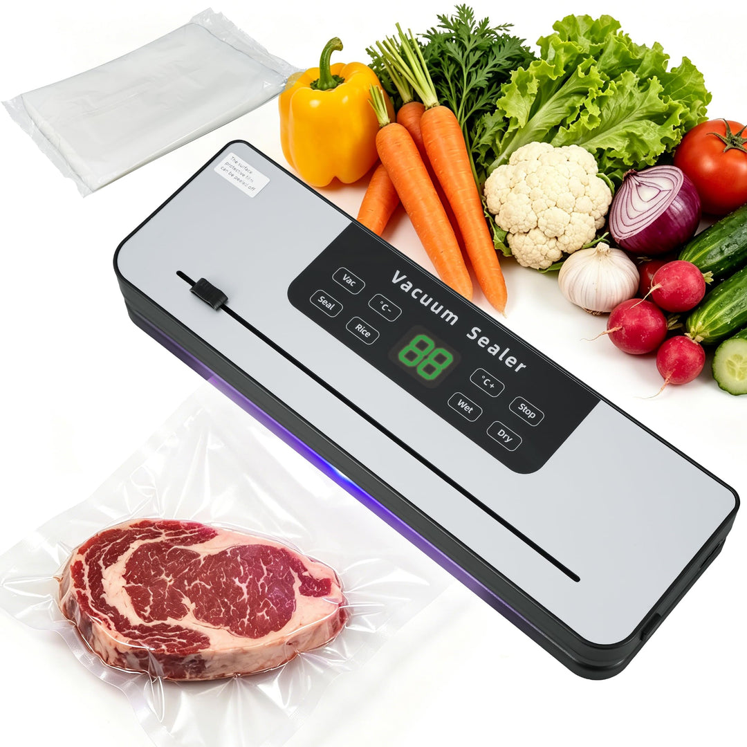 Vakuumierer 6-in-1 für nasse und trockene Lebensmittel | Temperaturregelung, Schneidemesser, 50 Vaku