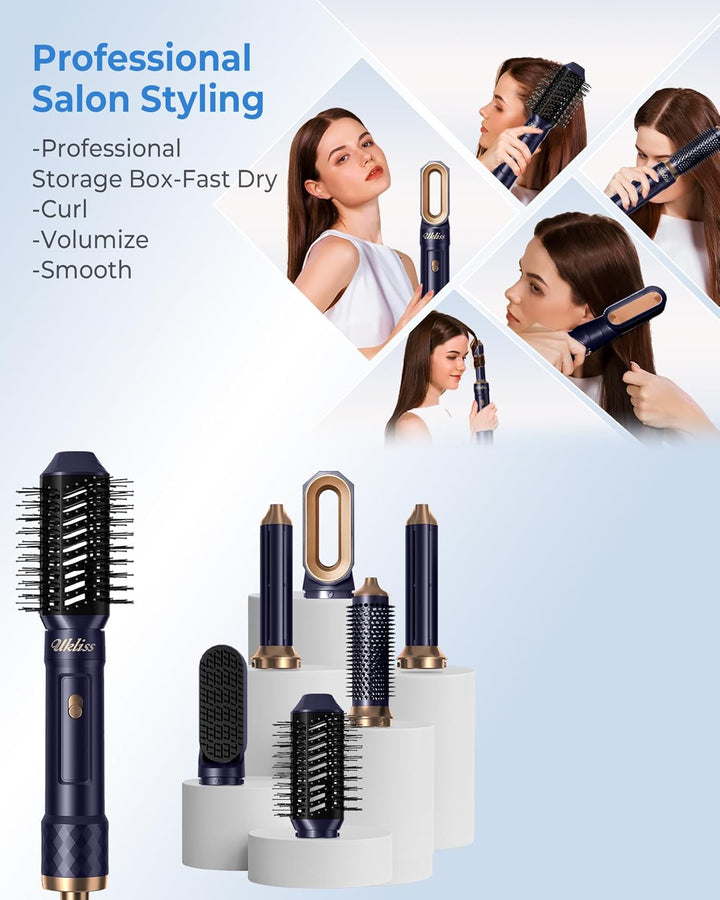UKLISS Pro Haartrockner & Haarstyler 6 in 1, Airstyler Set mit Hair Dryer Ionen, Luft Lockenstab Aut