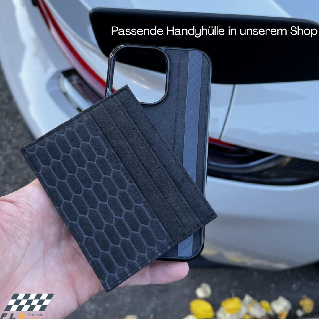 FLG | Kartenhalter Alcantara Card Holder Stoff Wildleder Mikrofaser Wallet Leder Kartenetui Schwarz