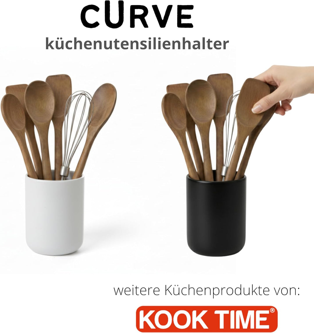 Utensilienhalter Keramik CURVE - Grosser und stabiler Küchenhelfer-Behälter. Aufbewahrung für Kochlö