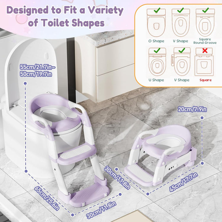 Toilettensitz Kinder, 3 IN 1 Toilettensitz Kinder mit Treppe für Jungen Mädchen, Upgraded 3-in-1 Bab