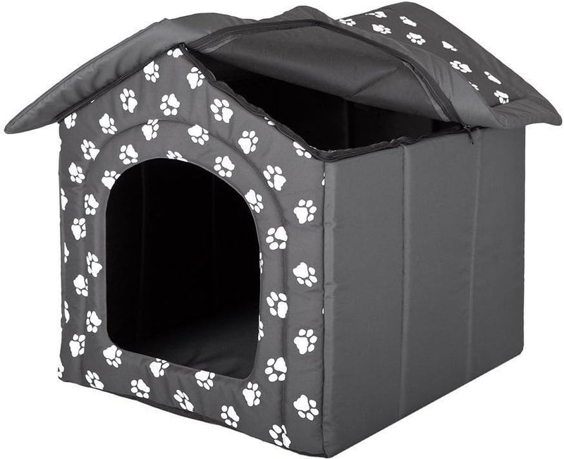 Hobbydog R1 BUDSWL4 Doghouse R1 38X32 cm Grey with Paws, XS, Gray, 600 g Gray XS, Gray XS