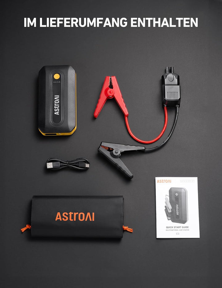 AstroAI B8 Starthilfe Powerbank, Booster Auto Starthilfe für 12V Fahrzeuge (7,0 l Benzin / 5,5 l Die