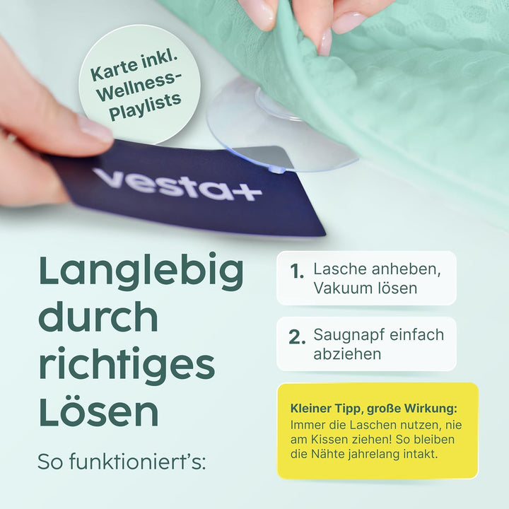 Vesta+ Badewannenkissen Mint L mit Saugnäpfen, Badekissen Testsieger als Badewannenkissen Nacken &amp; N