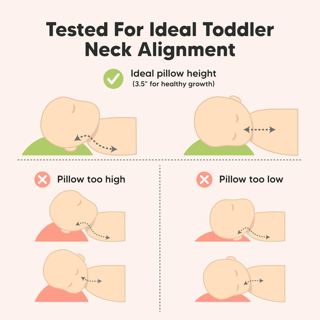 2er Pack Kleinkind Kissen 33 x 45 cm - Weich Bio Baumwolle Kissen Kinder - Kleinkind Kopfkissen Zum