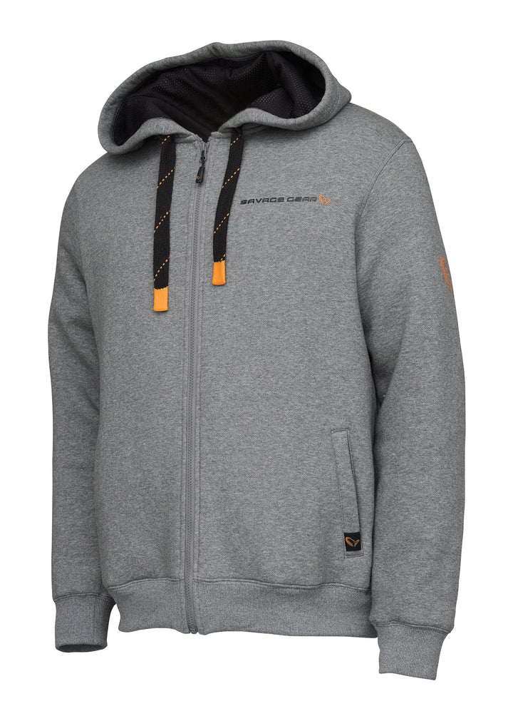 Savage Gear Classic Zip Hoodie Grey Melange Kapuzen-Pullover Angeln M/L/XL M Grau, M Grau