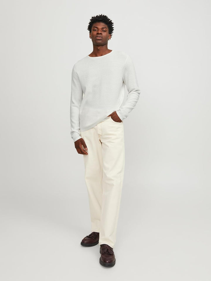 JACK & JONES Herren Jjegreg Knit Crew Neck Sn Strickpullover, Cloud Dancer
