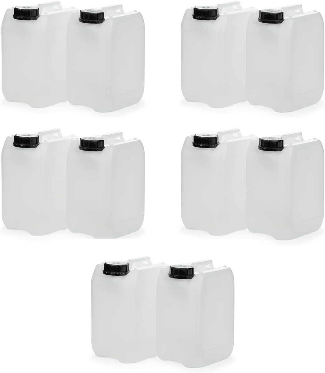 Octopus 10x 5L Kanister leer aus HDPE, mit Verschluss DIN 51mm und UN Zulassung, Wasserkanister, 10x
