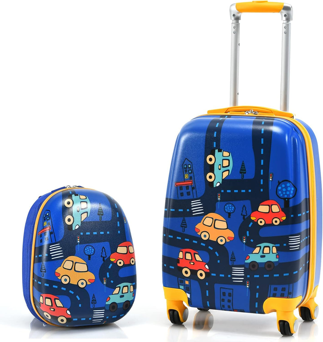 DREAMADE Kinderkoffer Jungen mit Rucksack 18"+12", 2 TLG. Kinderkoffer Set, Kindergepäck Trolley, Ki