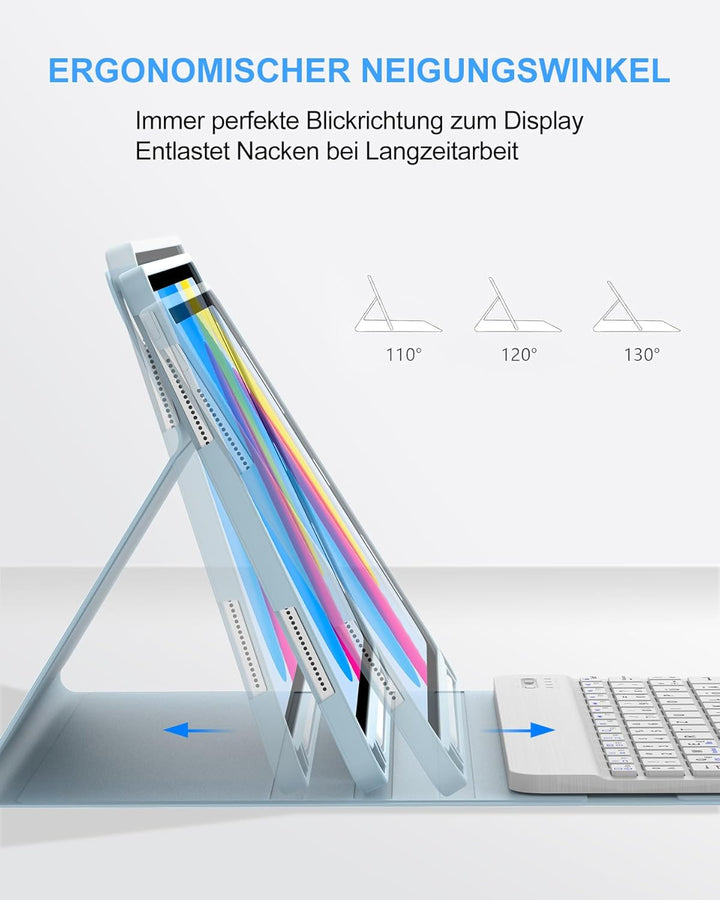 Hülle mit Tastatur für iPad 11/10 Generation (2025/2022, 11/10,9") – Bluetooth 5.0 Keyboard, QWERTZ