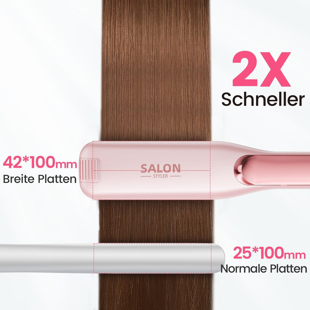 Dekuri Glätteisen, 42 mm breite Platten, wasserbasierter Keramik-Glätteisen Locken und Glätten, Haar