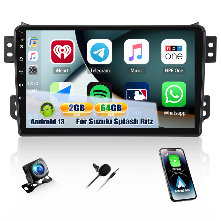 CAMECHO 2+64G 9 Zoll Android 13 Autoradio für Suzuki Splash Ritz/Opel Agila 2004-2014 mit Rückfahrka