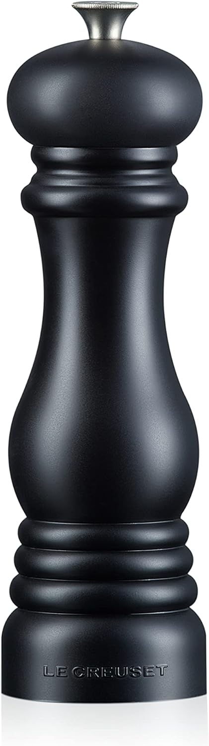 Le Creuset Pfeffermühle, ABS-Kunststoff, 6,2 x 6,2 x 20,8 cm, Keramik-Mahlwerk, Schwarz matt, 960019