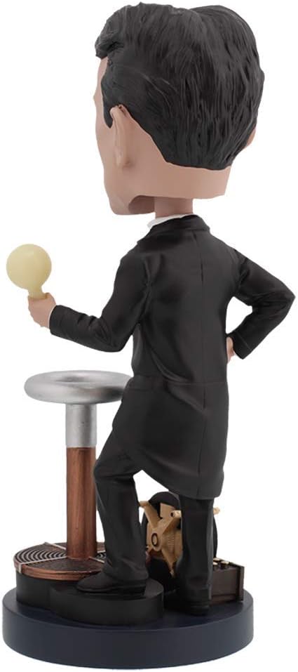 Royal Bobbles - Wackelkopffigur Nikola Tesla - mit im Dunkeln leuchtender Glühbirne