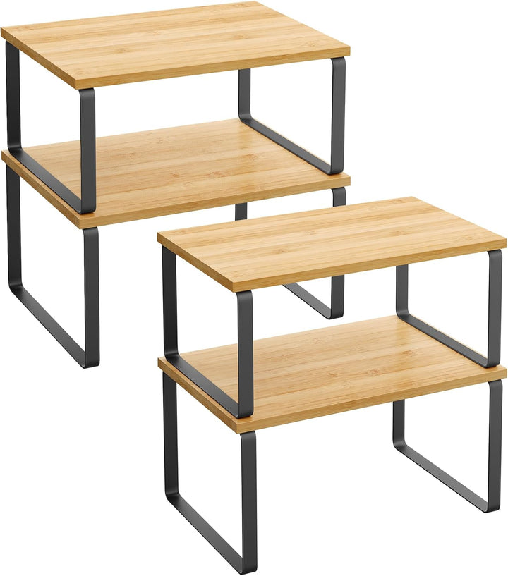 SONGMICS Gewürzregal, 4er Set, Küchenregal, Küchen-Organizer, erweiterbar, Gewürzhalter, stapelbar,