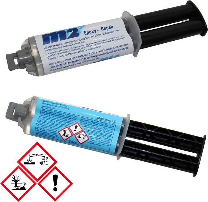 m2 Epoxy Repair schnellhärtend transparent Epoxydharz mit Härter & Glasfasermatte Holzspachtel - Set