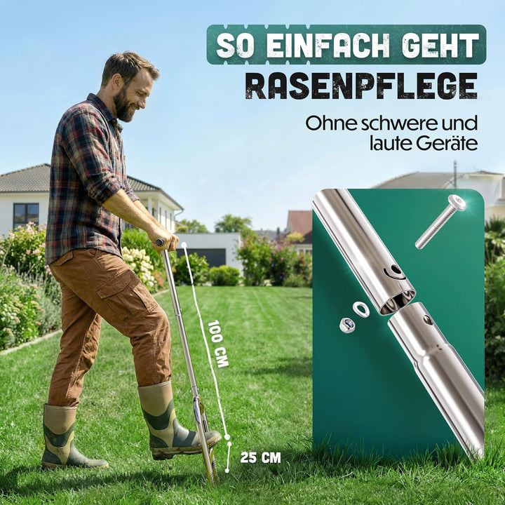 Aerifizierer für Rasen Pro | Innovativer Rasenlüfter | Rasenbelüfter mit Holespoon | Aerifiziergabel