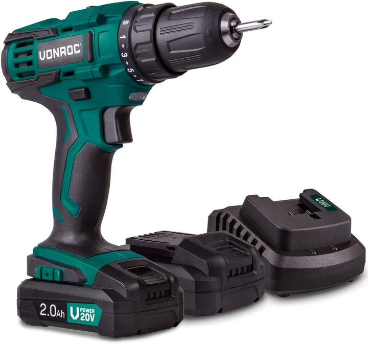 VONROC Akku Schrauber, Akku Bohrschrauber Akkuschrauber 20V - Akku Bohrmaschine, Akkubohrer Komplett